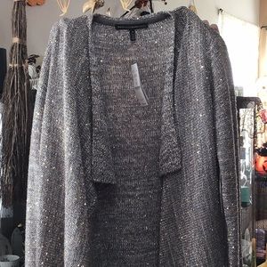 WhiteHouse black market silver & gold cardigan